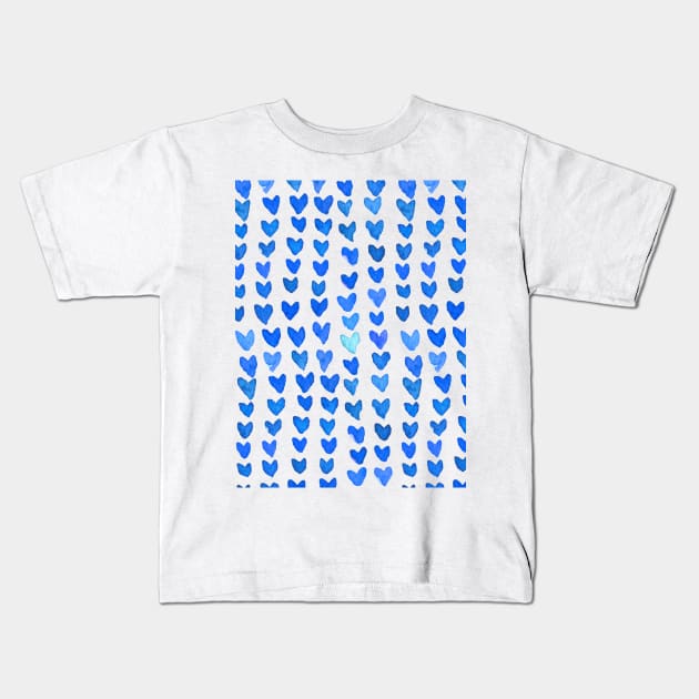 Brush stroke hearts - blue Kids T-Shirt by wackapacka